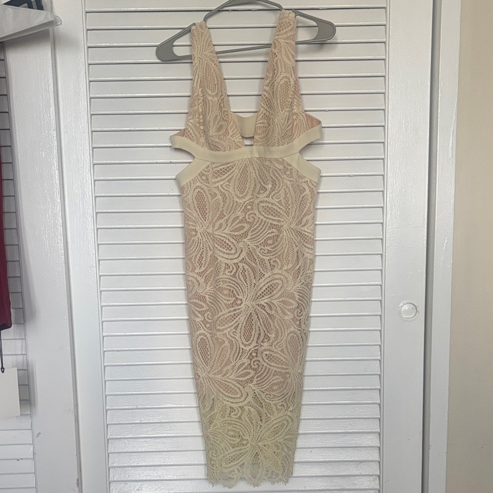 INTERMIX Cream Floral Backless Dress